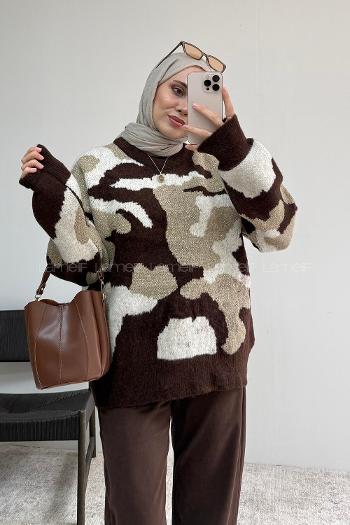Brown Crew Neck Long Arm Jumper