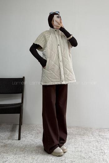 Stone Neckband Sleeveless Arm With Zipper Unprinted Vest