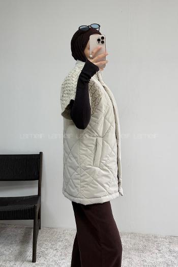 Stone Neckband Sleeveless Arm With Zipper Unprinted Vest