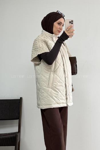 Stone Neckband Sleeveless Arm With Zipper Unprinted Vest