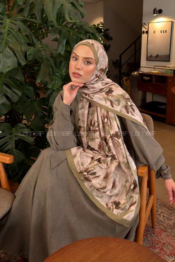 Lamelif Leaf Flower Desen Bambu Şal Adaçayı