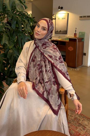 Claret Red Cotton Fabric Flowering Shawl
