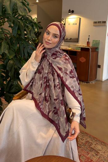 Claret Red Cotton Fabric Flowering Shawl