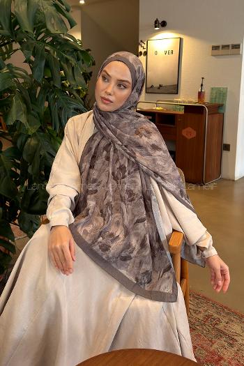 Lamelif Leaf Flower Desen Bambu Şal Toprak