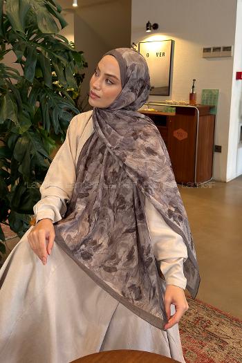 Lamelif Leaf Flower Desen Bambu Şal Toprak