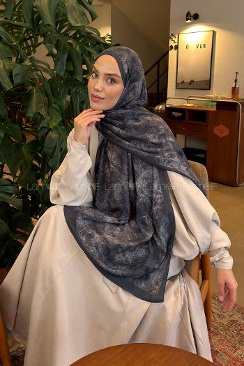 Lamelif Sarmaşık Desen Bambu Şal Antrasit