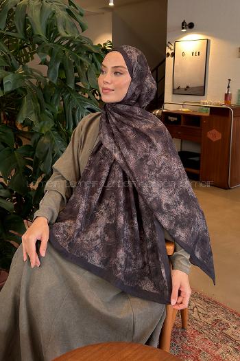 Lamelif Sarmaşık Desen Bambu Şal Antrasit Gri