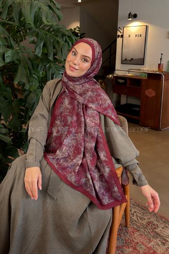 Claret Red Cotton Fabric Flowering Shawl
