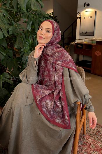 Claret Red Cotton Fabric Flowering Shawl
