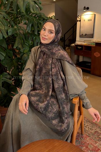 Lamelif Sarmaşık Desen Bambu Şal Haki