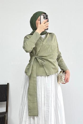 Khaki Shirt Collar Long Arm Cotton Unprinted Shirt