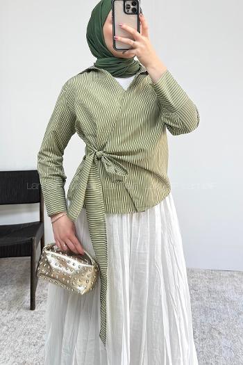 Khaki Shirt Collar Long Arm Cotton Unprinted Shirt
