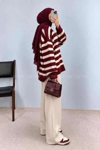 Claret Red Crew Neck Long Arm Jumper