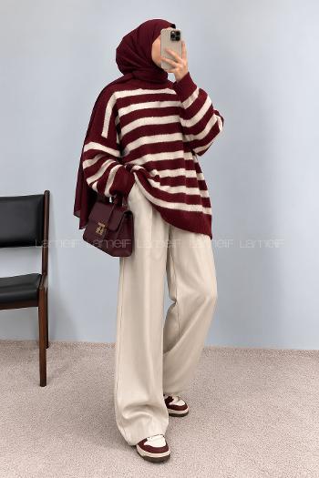 Claret Red Crew Neck Long Arm Jumper
