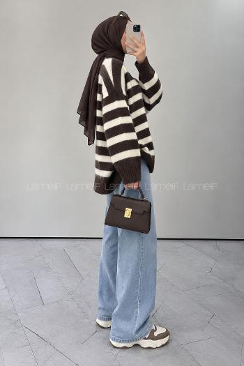 Brown Crew Neck Long Arm Jumper