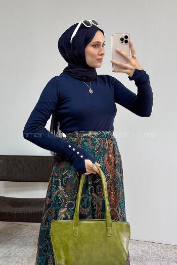 Lamelif Dilvin Bisiklet Yaka Kazak Lacivert