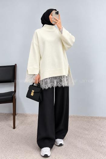Ecru Mock Turtle Neck Long Arm Jumper