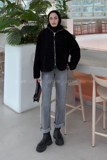 Black Neckband Long Arm Unprinted Sweatshirt
