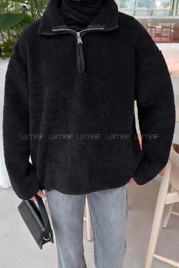 Black Neckband Printed Sweatshirt