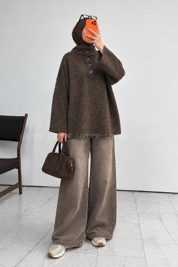 Brown Mock Turtle Neck Long Arm Jumper
