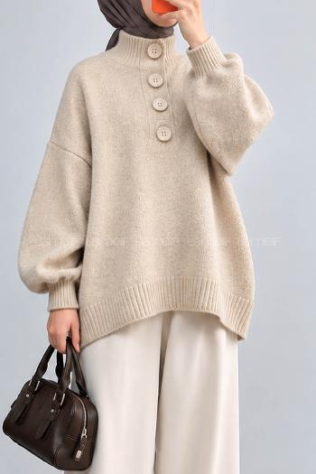 Cream Mock Turtle Neck Long Arm Jumper