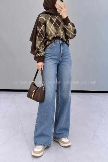 Lamelif Barrel Jean Koyu Mavi Raw Yıkama