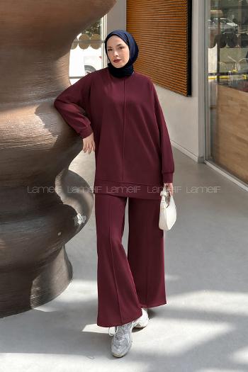 Lamelif Basıc Biyeli İkili Takım Bordo