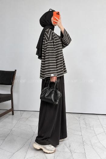 Lamelif Çizgili Oysho Sweat Kahverengi