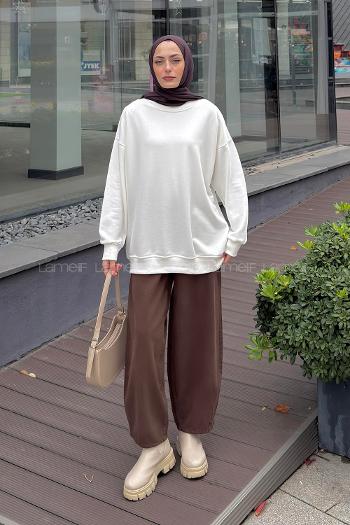 White Crew Neck Long Arm Unprinted Sweatshirt