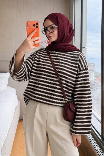 Brown Crew Neck Long Arm Sweatshirt