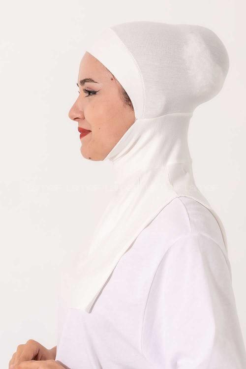 Lamelif Penye Boyunluklu Bone Kırık Beyaz