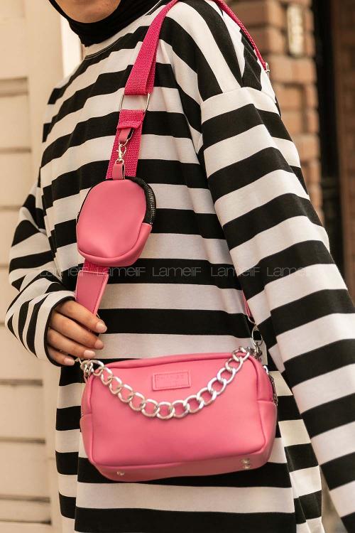 Candy Pink Buckle Skin Hand Bag Bag
