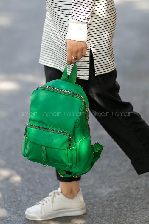 Lamelif  Saten Sırt Çantası Yeşil