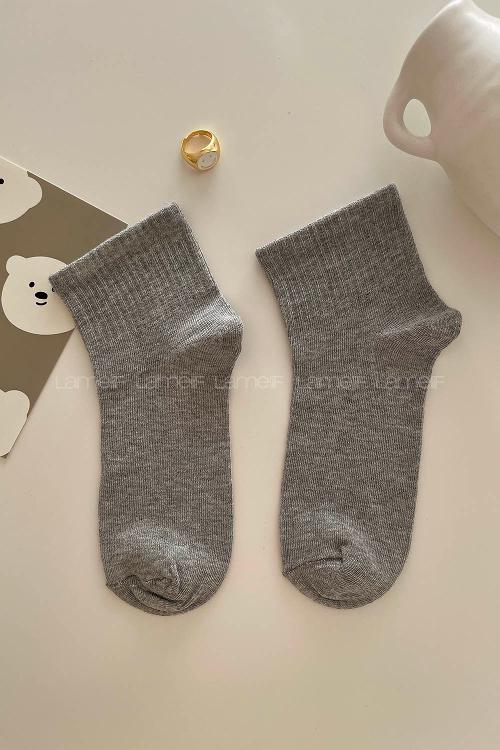 Lamelif Yarım Kolej Çorap Gri