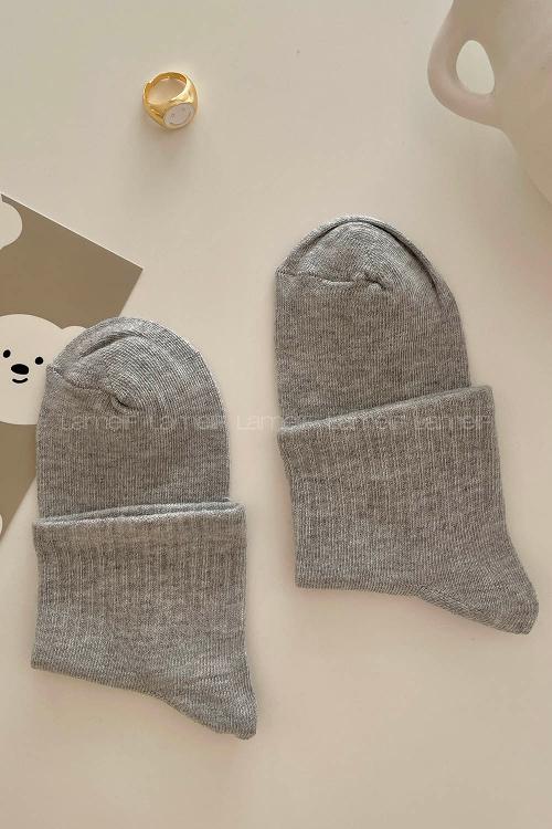 Lamelif Yarım Kolej Çorap Gri