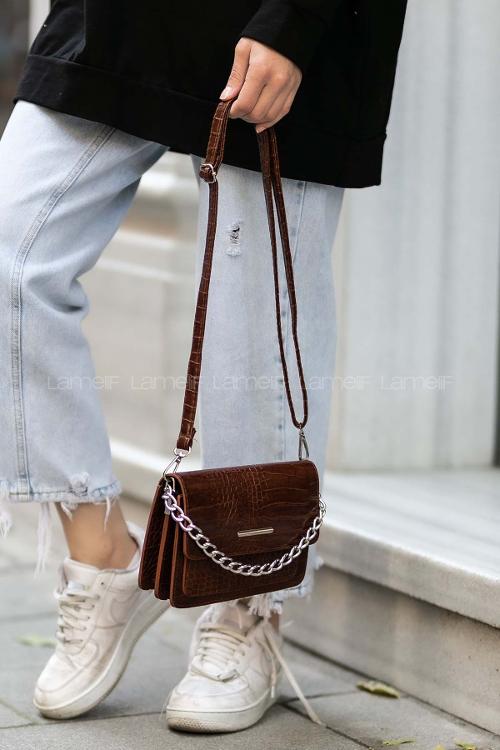 Lamelif Orse Model Aksesuarlı Çanta Taba