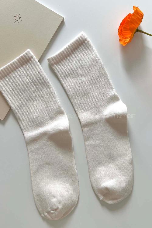 Lamelif Krem Kolej Çorap