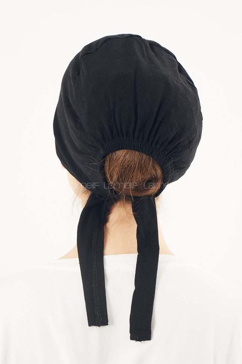 Lamelif Dikişsiz Bağlamalı Penye Bone Siyah