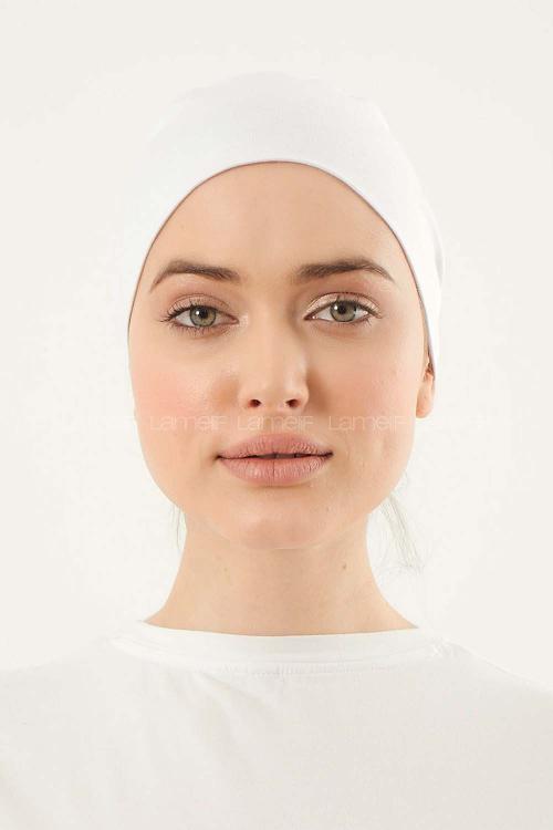 Lamelif Dikişsiz Bağlamalı Penye Bone Beyaz