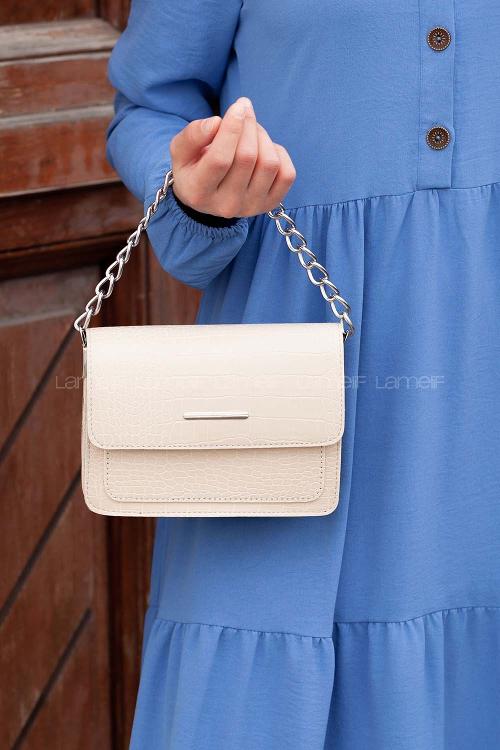 Lamelif Orse Model Aksesuarlı Çanta Krem