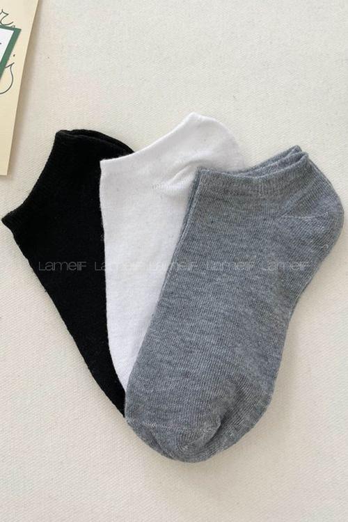 Lamelif 3 Renk Patik Çorap Seti