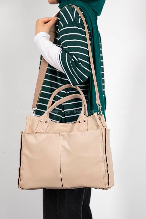 Lamelif Kadın Everyday Suni Deri Çapraz Çanta Roma Vizon