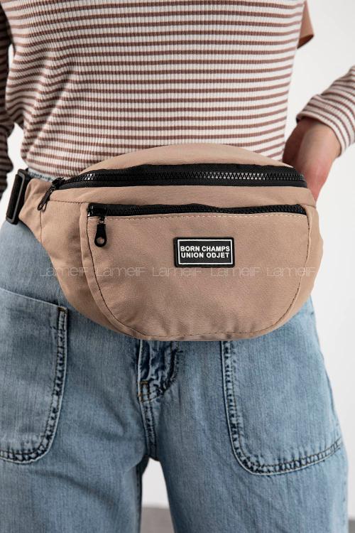 Lamelif Union Model Bel Çanta Vizonrengi