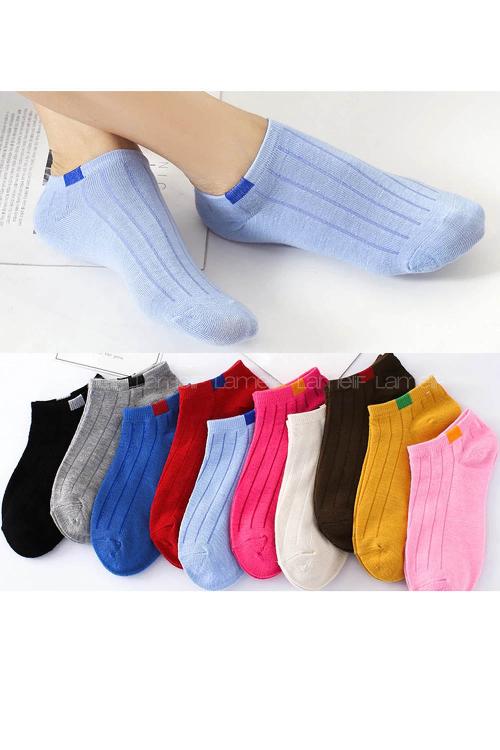 Lamelif 10 Çift Çok Renkli Kadın Bilek Boy Koton Patik Çorap