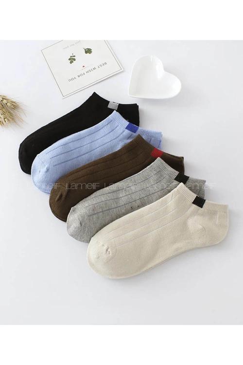 Lamelif 10 Çift Çok Renkli Kadın Bilek Boy Koton Patik Çorap