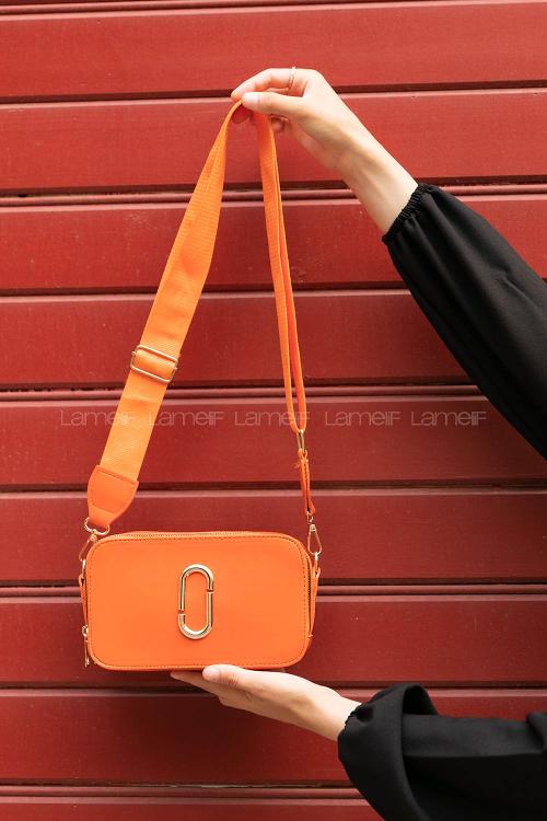 Lamelif  ikiGözlü El Omuz Çapraz Çanta Oranj