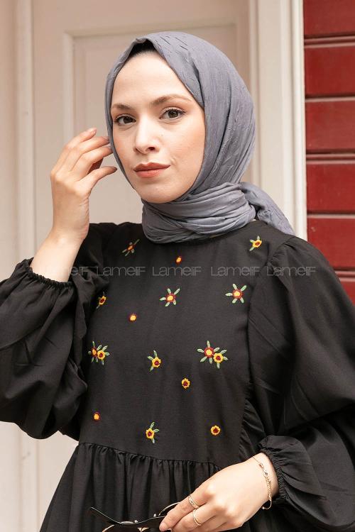 Gray Black Cotton Fabric Straight Shawl