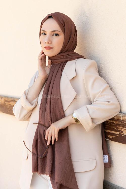 Lamelif Bambu Şal Tozlu Kahve