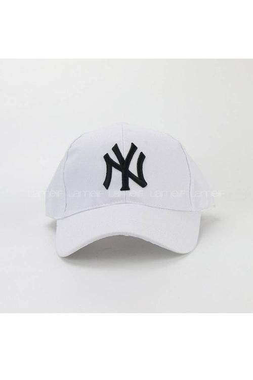 Lamelif NY Nakışlı Beyaz Şapka