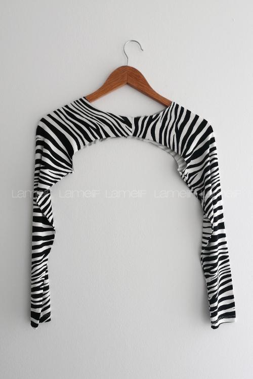 Lamelif Zebra Desen Uzun Kol İçlik Siyah Beyaz